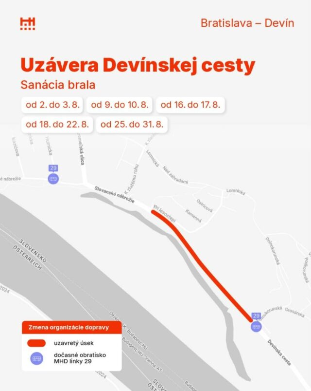 Dopravné obmedzenia bratislava devin