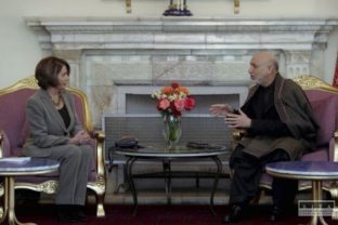 Hamid Karzai and Nancy Pelosi