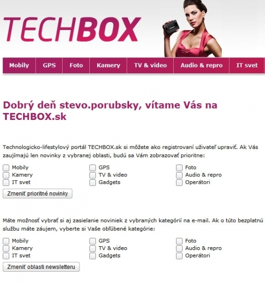 Techbox výber