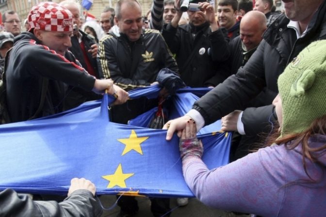 Chorvátsky protest proti odsúdeniu Gotovinu