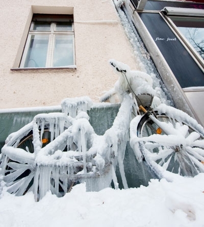 Zima, mráz, bicykel
