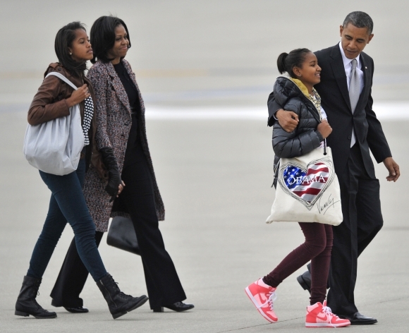Barack Obama s rodinou po voľbách
