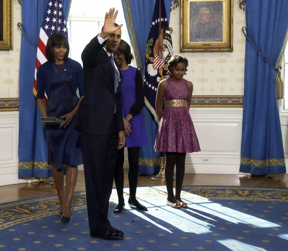 Michelle Obamová počas manželovej prísahy
