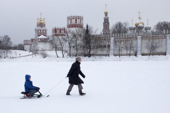 Novoročná sánkovačka v Moskve