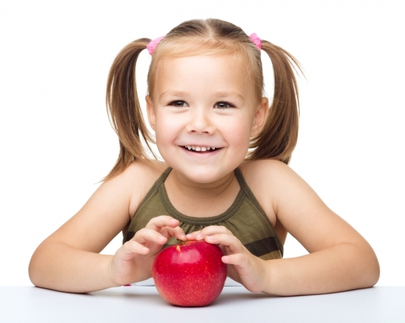 Dieťa, jablko, ovocie, dievča, jedlo