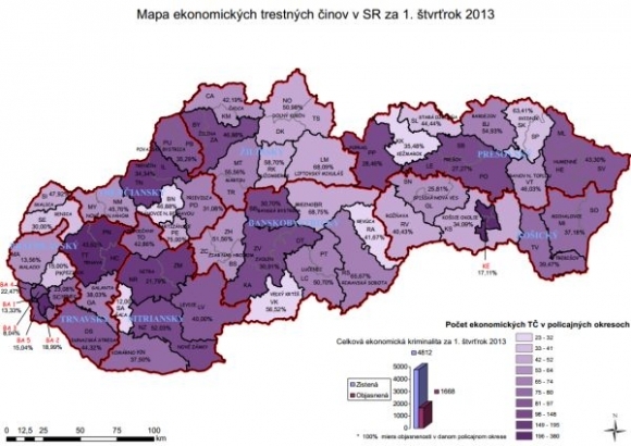 Mapa ekonomických trestných činov 1. štvrťrok