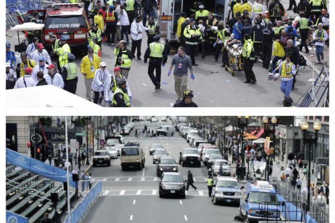 Boston tesne po teroristických útokoch a rok po nich