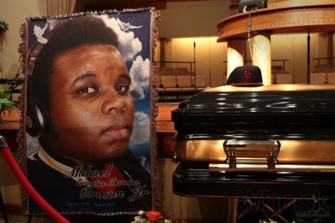 Rozlúčka so zastreleným černošským mladíkom Michaelom Brownom
