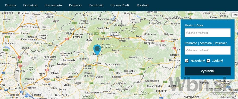 Mapa komunalne starostovia