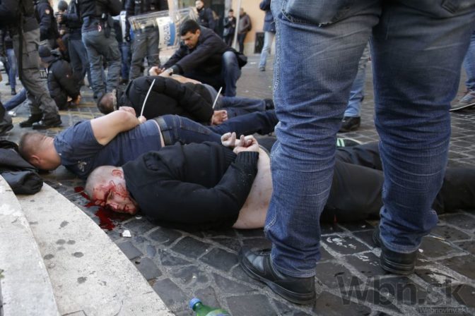 Chuligáni Feyenoordu pustošili Rím, fotky z ich spúšte sú šokujúce