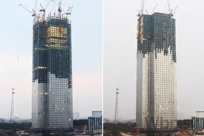 V Číne postavili mrakodrap s 800 bytmi za 19 dní