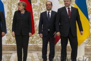 Porošenko, Hollande a Merkelová