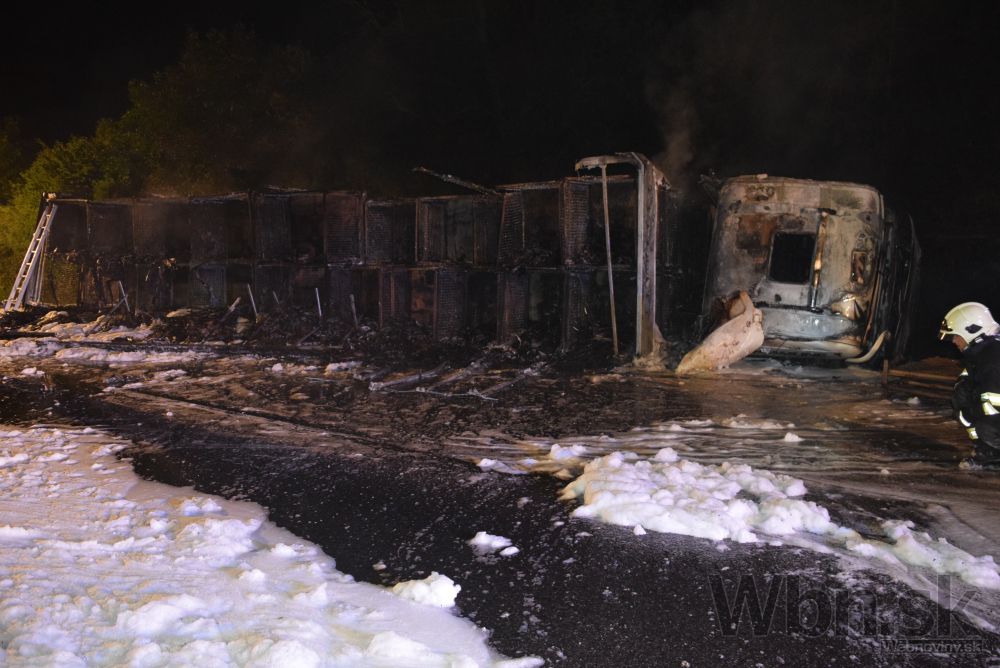 Vodič zrážku s nákladiakom neprežil, Scania zhorela