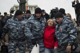 Protest proti ruskej intervencii v Sýrii