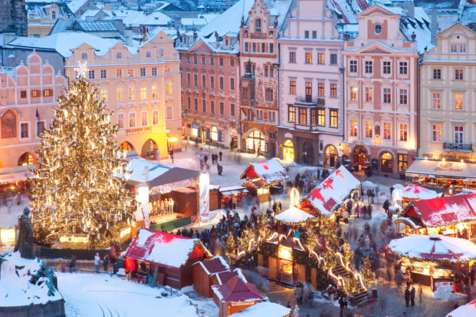 Czech republic, prague - christmas market at the old town square