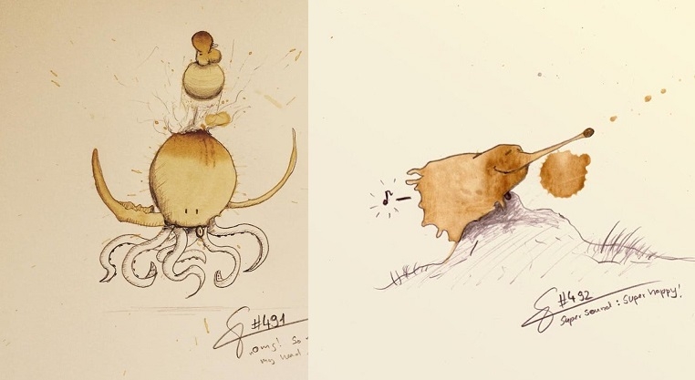 Muž vytvára z kávových škvŕn zaujímavé obrázky