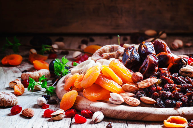 Dried apricots, dates, raisins and various nuts