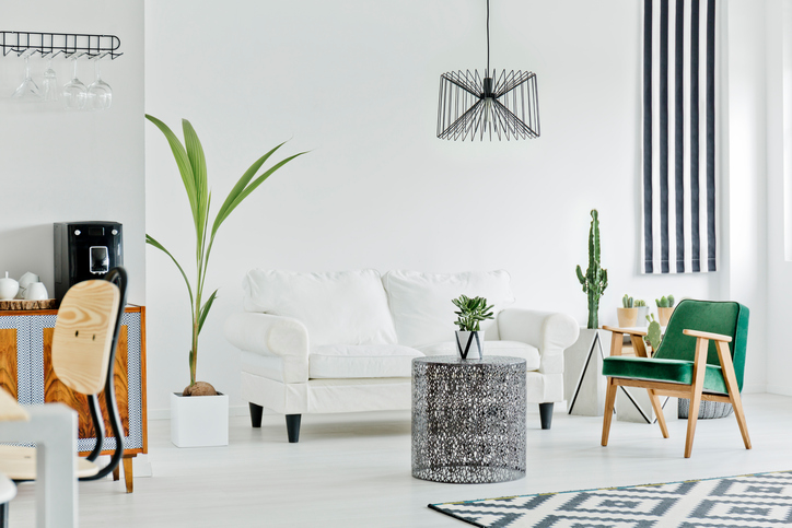 Multifunctional interior with white sofa