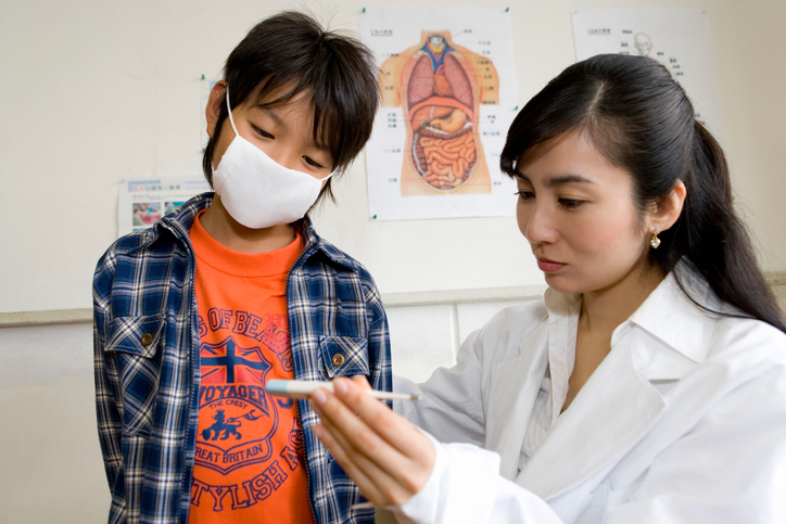 Student with mask