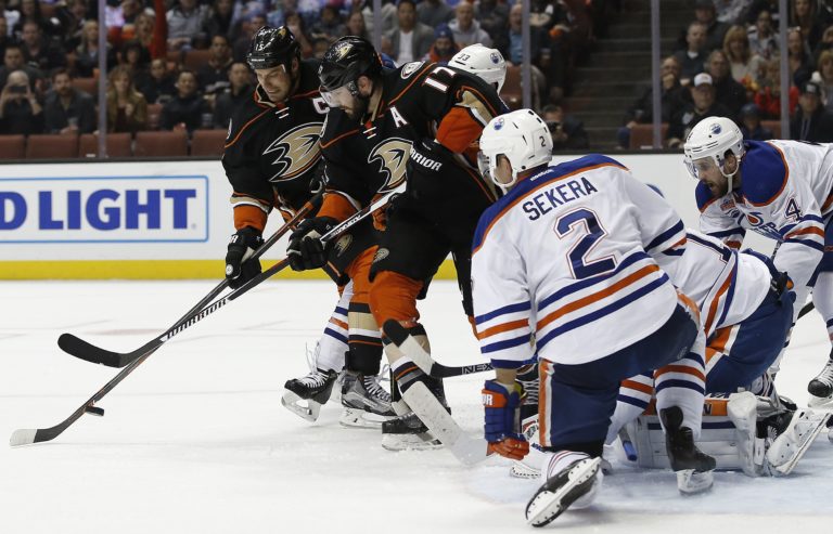 Ryan Getzlaf, Ryan Kesler, Andrej Sekera, Laurent Brossoit, Kris Russell