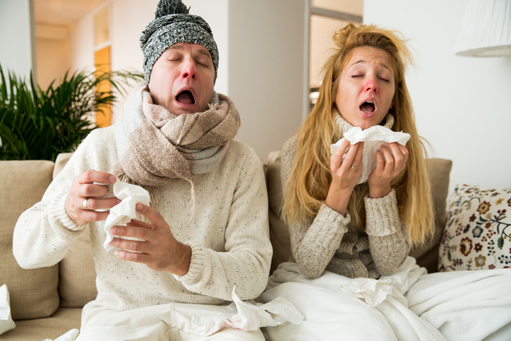 Sick couple catch cold