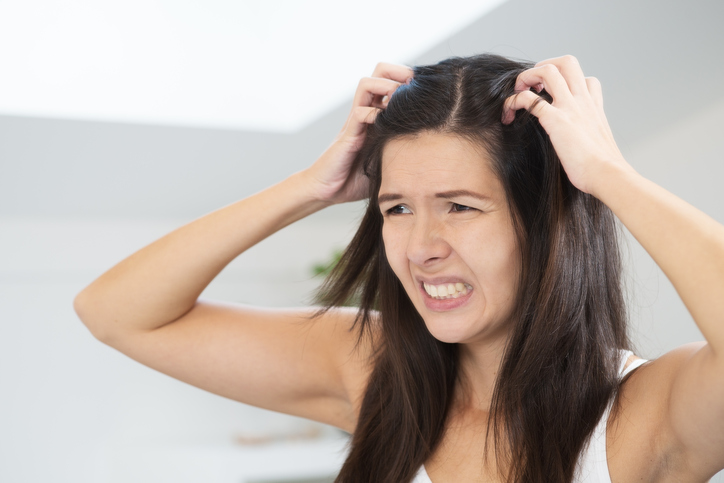 Woman having a bad hair day