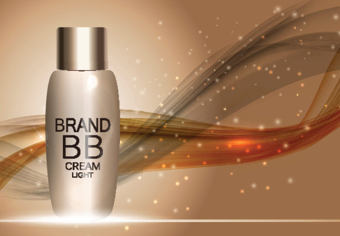 BB Cream Bottle Template for Ads or Magazine Background. 3D Real
