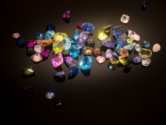 Jewel or gems on black shine color, Collection of