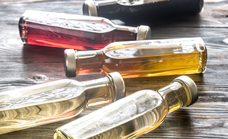 Bottles with different kinds of vinegar