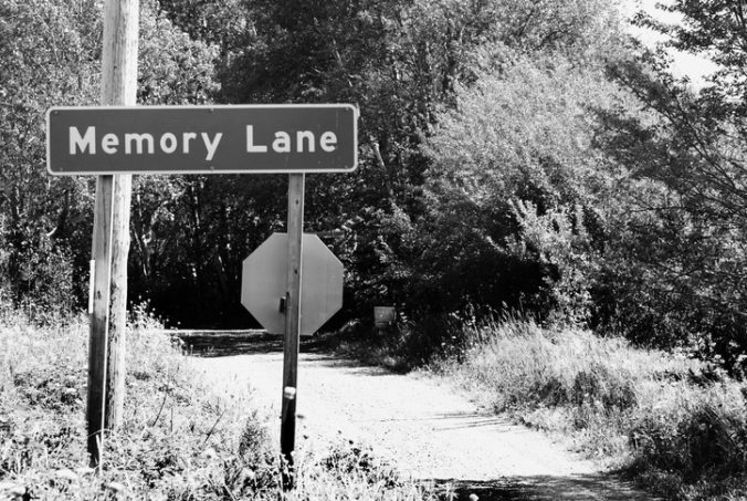 Memory Lane Road Sign, black and white