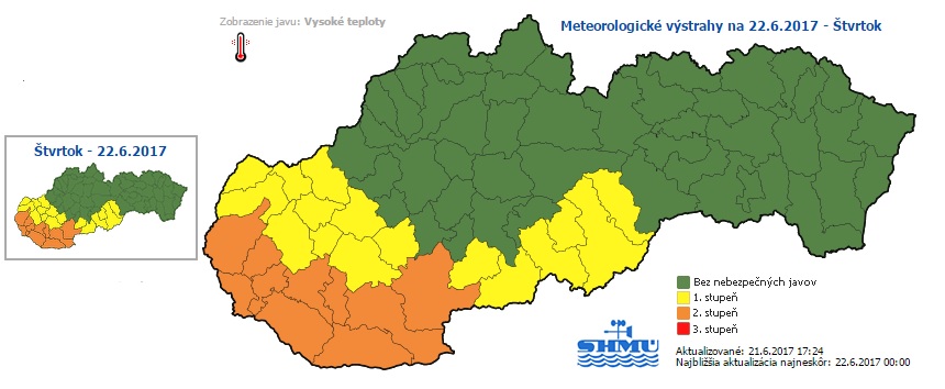 Výstraha, horúčavy