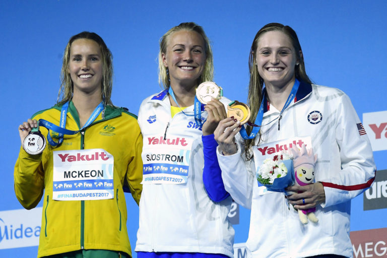 Emma McKeon. Sarah Sjostrom, Keli Worrell