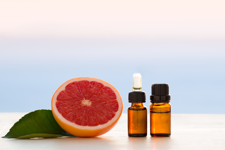 Grapefruit essential oils in bottles