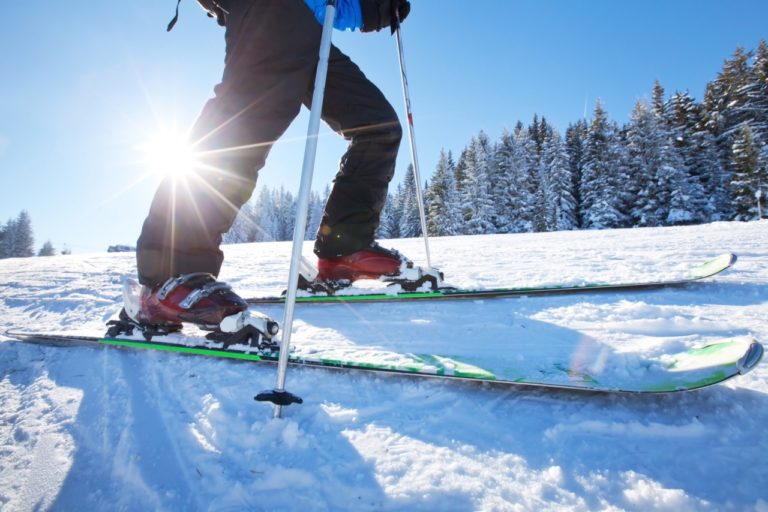 Close up of ski low angle