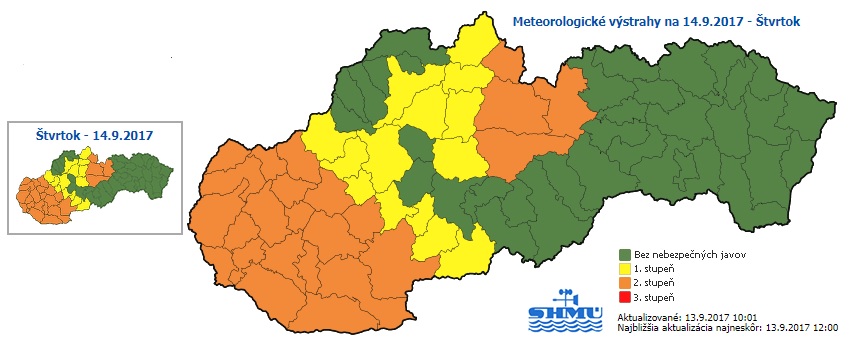 SHMÚ, výstrahy