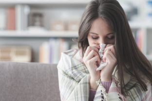 Sick woman with flu
