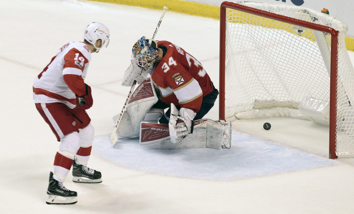 Gustav Nyquist, James Reimer, detroit, nhl