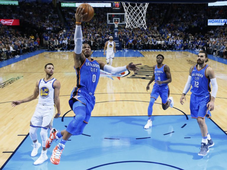 Russell Westbrook, Stephen Curry, Jerami Grant, Steven Adams