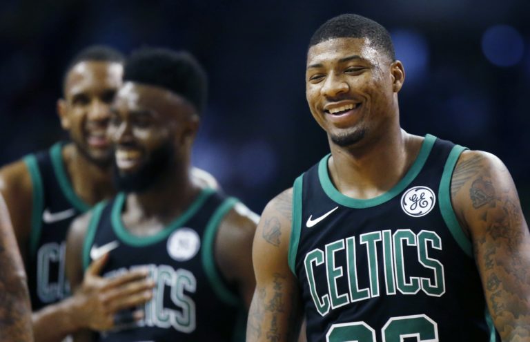 Marcus Smart, Al Horford, Jaylen Brown