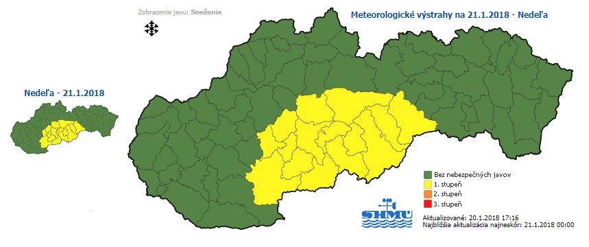 Výstraha, sneženie