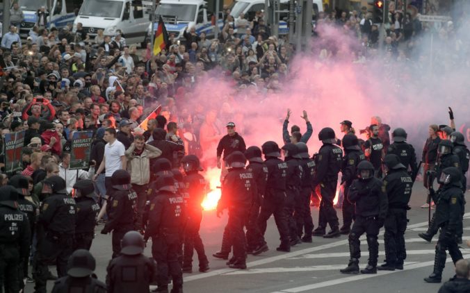 Protest v nemeckom meste Chemnitz