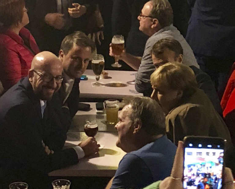 Michel, Merkelová, Macron