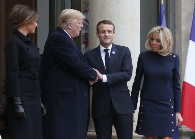 Donald Trump, Emmanuel Macron, Melania Trump