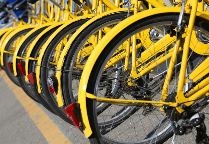 Bicycles in the store of the urban bike sharing