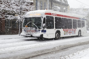 autobus, sneh, nehoda