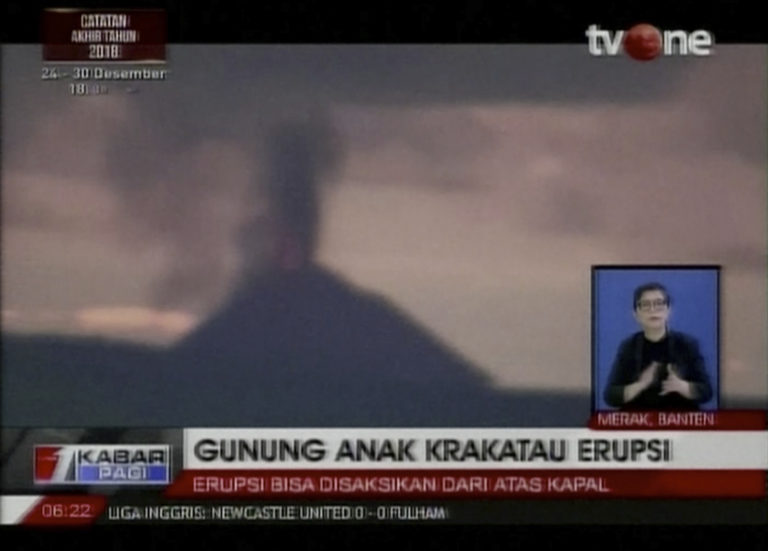 Indonézia, výbuch sopky, tsunami, cunami