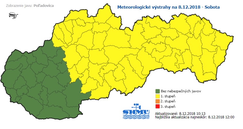 Výstraha pred poľadovicou, SHMU