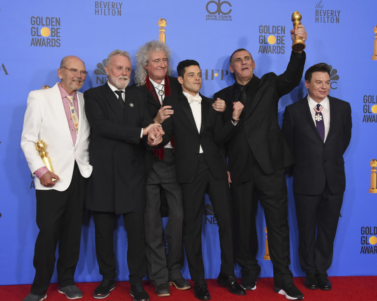 Jim Beach, Roger Taylor, Brian May, Rami Malek, Graham King, Mike Myers