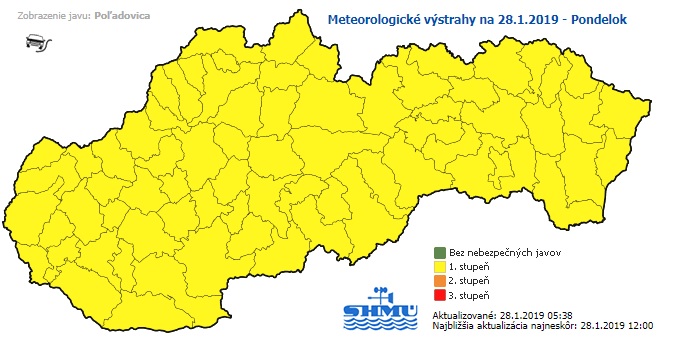 výstraha, poľadovica