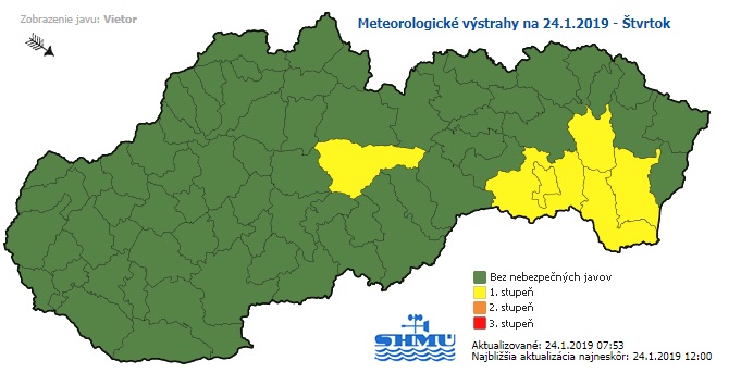 výstraha, vietor